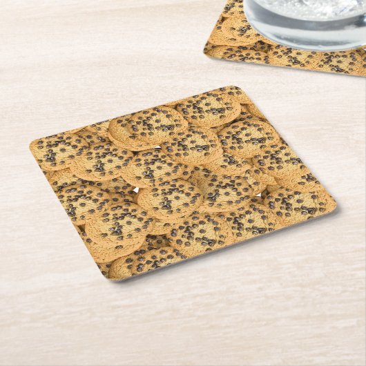 Seamless Realistic Cookie Pattern Coasters スクエアペーパーコースター (アングル)
