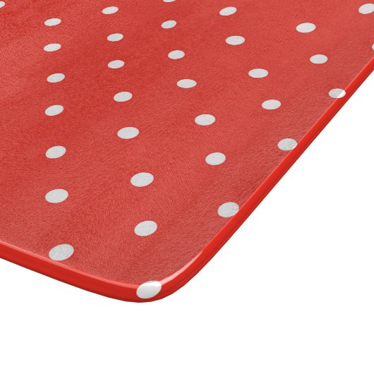 Seamless red background polka dot pattern カッティングボード (角)