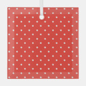 Seamless red background polka dot pattern ガラスオーナメント (正面)