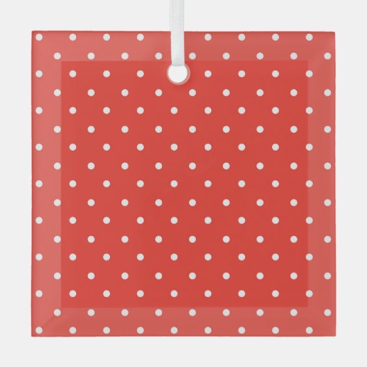 Seamless red background polka dot pattern ガラスオーナメント (正面)