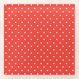Seamless red background polka dot pattern ガラスコースター