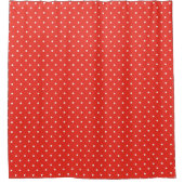 Seamless red background polka dot pattern シャワーカーテン (正面)