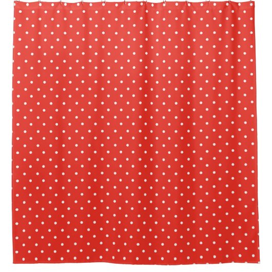 Seamless red background polka dot pattern シャワーカーテン (正面)