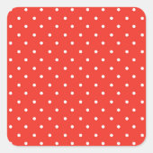 Seamless red background polka dot pattern スクエアシール (正面)