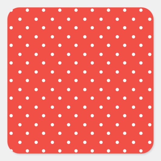 Seamless red background polka dot pattern スクエアシール (正面)