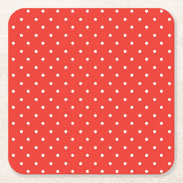 Seamless red background polka dot pattern スクエアペーパーコースター