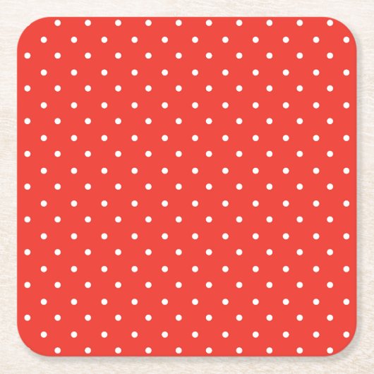 Seamless red background polka dot pattern スクエアペーパーコースター (正面)