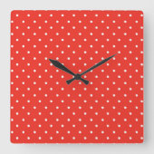 Seamless red background polka dot pattern スクエア壁時計 (正面)
