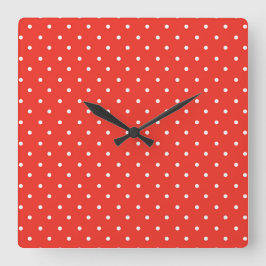 Seamless red background polka dot pattern スクエア壁時計
