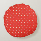 Seamless red background polka dot pattern ラウンドクッション (裏面)