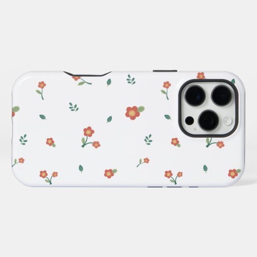 Seamless Red Floral Ditsy Pattern Transparent  iPhoneケース (裏面横)