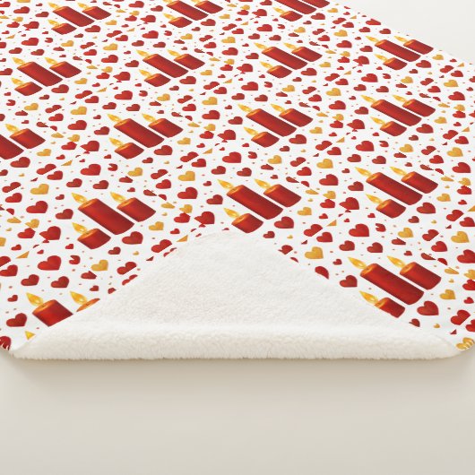 "Seamless Red & Gold Candlelight Hearts Pattern –  シェルパブランケット (3/4)