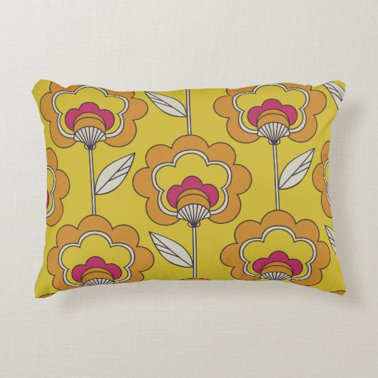 seamless retro floral pattern アクセントクッション (正面)
