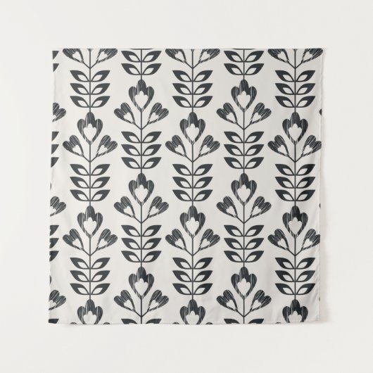 seamless retro pattern with abstract flowers and l タペストリー (正面)