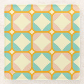 Seamless retro pattern with rounded squares ガラスコースター (正面)