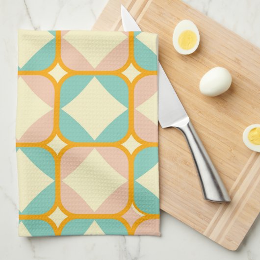 Seamless retro pattern with rounded squares キッチンタオル (四つ折り)