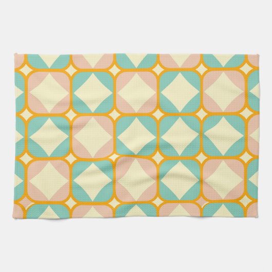 Seamless retro pattern with rounded squares キッチンタオル (横)