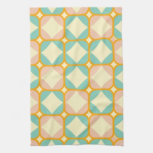 Seamless retro pattern with rounded squares キッチンタオル (縦)