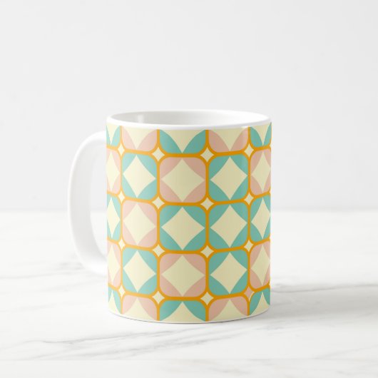 Seamless retro pattern with rounded squares コーヒーマグカップ (正面左)