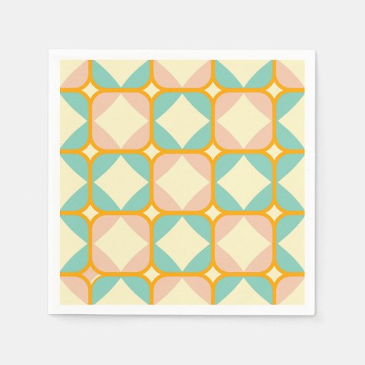 Seamless retro pattern with rounded squares スタンダードカクテルナプキン (正面)