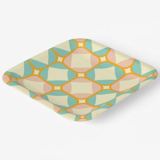Seamless retro pattern with rounded squares ペーパープレート (傾斜あり)