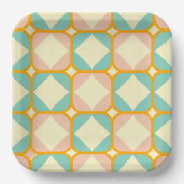 Seamless retro pattern with rounded squares ペーパープレート