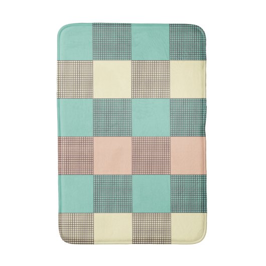 Seamless retro pattern with rounded squares bath m バスマット (正面縦)