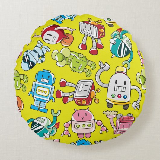 seamless robot pattern ラウンドクッション (正面)