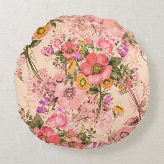 Seamless rococo pattern bouquets. Beautiful bouque ラウンドクッション (正面)