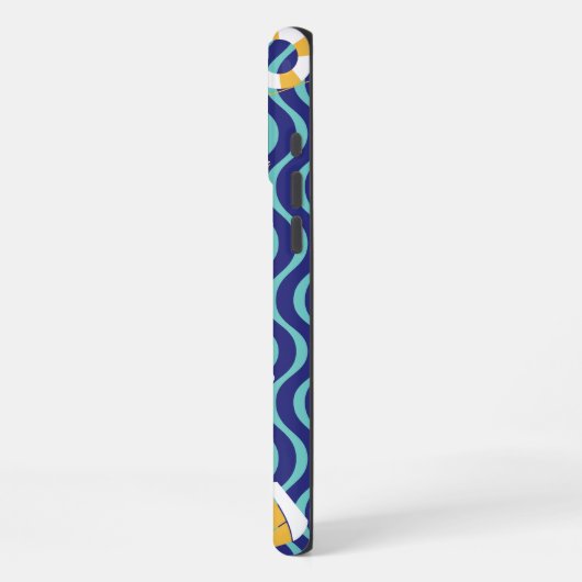 Seamless Royal Blue Nautical Pattern iPhoneケース (左側面)