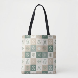 Seamless Scandinavian Christmas tree pattern トートバッグ