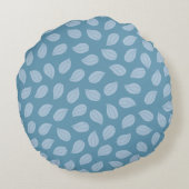 Seamless Soft Blue Leaf Pattern ラウンドクッション (裏面)