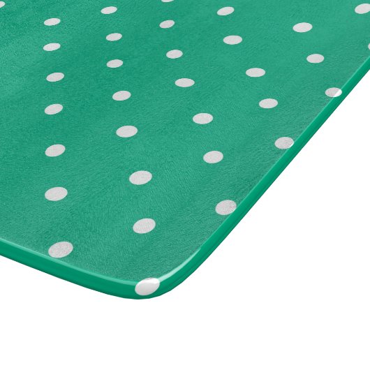 Seamless solid teal polka dot pattern カッティングボード (角)