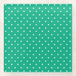Seamless solid teal polka dot pattern ガラスコースター