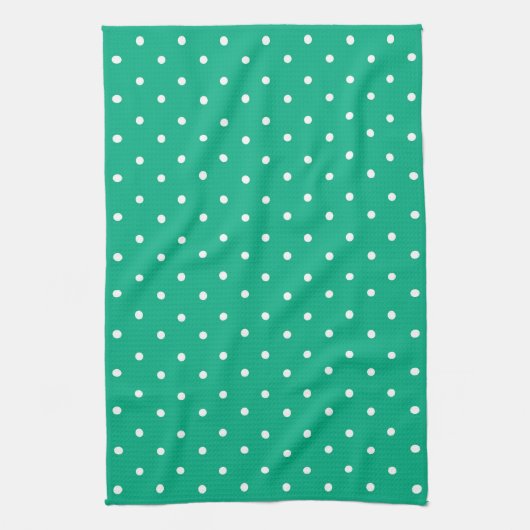 Seamless solid teal polka dot pattern キッチンタオル (縦)
