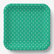 Seamless solid teal polka dot pattern
