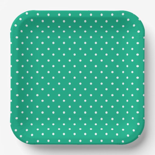 Seamless solid teal polka dot pattern ペーパープレート (正面)