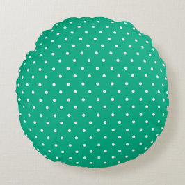 Seamless solid teal polka dot pattern ラウンドクッション