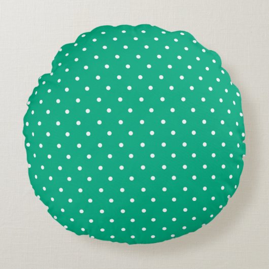 Seamless solid teal polka dot pattern ラウンドクッション (正面)