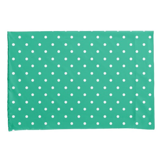Seamless solid teal polka dot pattern 枕カバー (正面右)