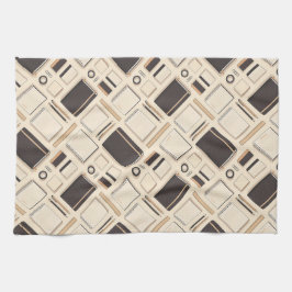 Seamless stationery pattern notebooks rulers キッチンタオル