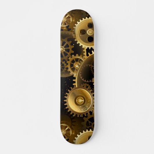 Seamless Steampunk Brass Gears スケートボード (正面)