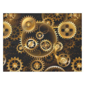 Seamless Steampunk Brass Gears テーブルクロス (正面(横))