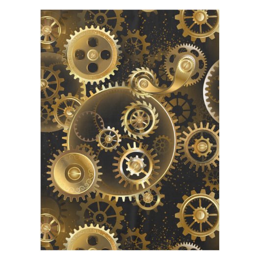 Seamless Steampunk Brass Gears テーブルクロス (正面)