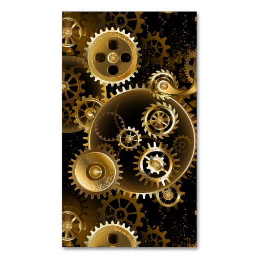 Seamless Steampunk Brass Gears マグネット名刺 (正面縦)