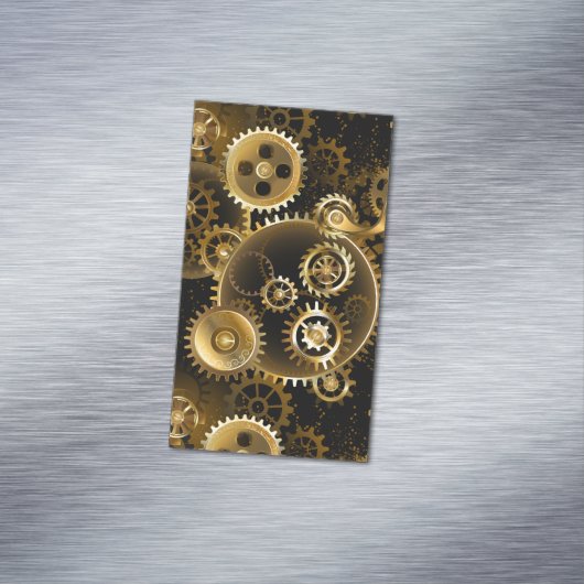 Seamless Steampunk Brass Gears マグネット名刺 (インサイチュ)