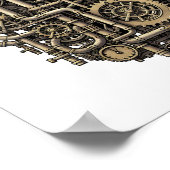 Seamless Steampunk Gear Pattern Fabric and Paper ポスター (角)