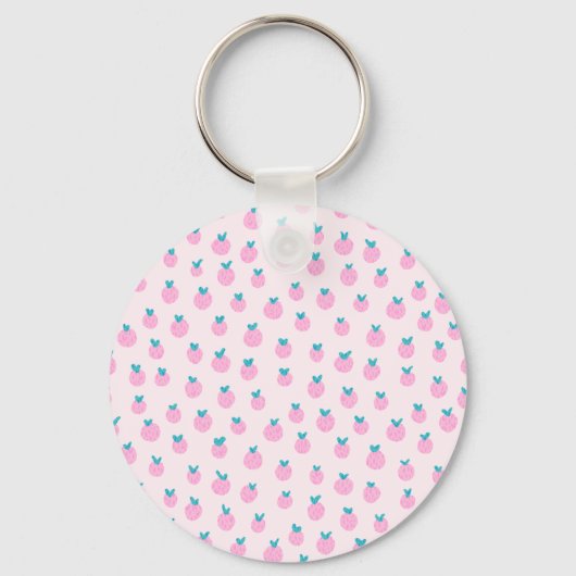 Seamless Strawberry Pattern – Pastel Pink Cute  キーホルダー (裏面)