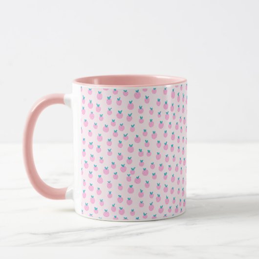 Seamless Strawberry Pattern – Pastel Pink Cute  マグカップ (左)