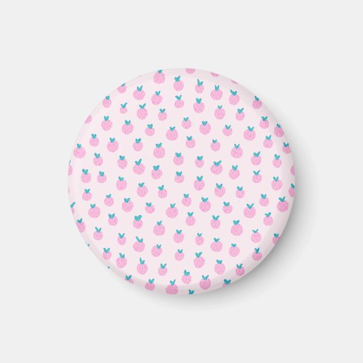 Seamless Strawberry Pattern – Pastel Pink Cute マグネット (正面)